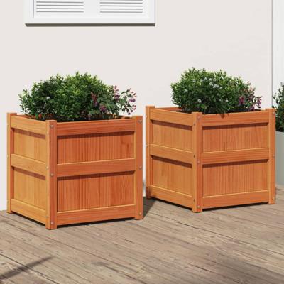 VidaXL Plantenbakken 2 st cm massief grenenhout wasbruin