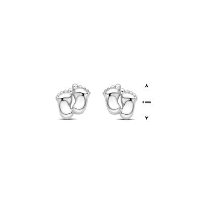 Zilveren Oorknoppen in de Vorm van Baby Voetjes - 8mm Hoog