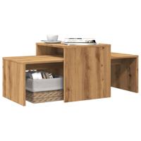 Salontafel 100x48x40 cm bewerkt hout artisanaal eikenkleurig Salontafel 100x48x40 cm bewerkt hout artisanaal eikenkleurig