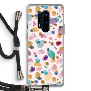 Terrazzo Memphis Pink: OnePlus 8 Pro Transparant Hoesje met koord