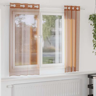 Gordijnen voile met doorvoertules 2 st terracotta