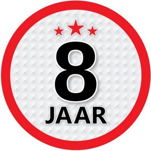 8 jaar leeftijd sticker rond 15 cm verjaardag versiering