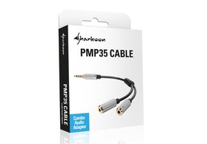 Sharkoon 0.12m, 3.5mm/2x3.5mm audio kabel 0,12 m Zwart, Zilver