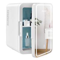 Minikoelkast 10 L Draagbare Koelkast met Led-Spiegel 23 x 28 x 34 cm Wit