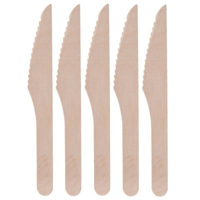 Wegwerp bestek van hout - messen - 60x stuks - Verjaardag of BBQ bestek - 16 cm