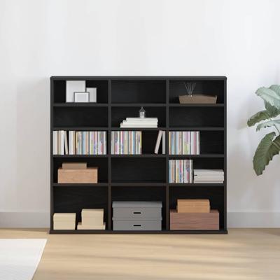 CD-kast 100,5x23x89,5 cm bewerkt hout zwart eikenkleurig