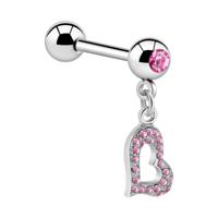 Jeweled Barbell with Charm Chirurgisch staal 316L / Belegde messing Barbells