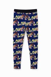 Legging met bloemen en Love - BLUE - XL