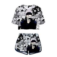 geinspireerd door Jujutsu Kaisen Yuji Itadori Gojo Satoru Ryomen Sukuna Crop top Cartoon 100% Polyester Anime Harajuku Grafisch Short Voor Dames Lightinthebox - thumbnail