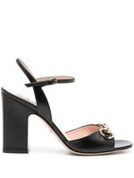 Gucci sandales 100 mm en cuir à mors métallique - Noir