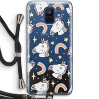 Rainbow Unicorn: Samsung Galaxy A6 (2018) Transparant Hoesje met koord