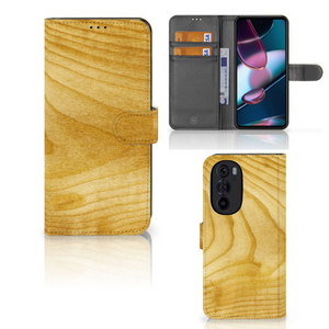 Motorola Edge 30 Pro Book Style Case Licht Hout