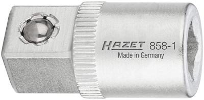 HAZET Vergrotingsstuk 858-1 · 1/4 inch (6,3 mm) vierkant hol · 3/8 inch (10 mm) vierkant massief · Lengte: 26,5 mm