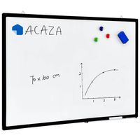 ACAZA Magnetisch whiteboard 70x100cm - Magneetbord / Memobord met uitwisbare Stift, Wisser en afleggoot, zwarte Rand - thumbnail