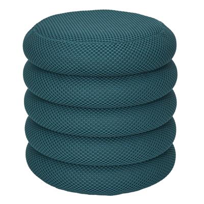 Poef/krukje Freya - stof - petrol blauw - met opbergruimte - D37 x H44 cm - bijzet stoeltjes