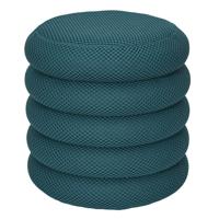Poef/krukje Freya - stof - petrol blauw - met opbergruimte - D37 x H44 cm - bijzet stoeltjes