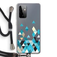 Gekleurde driehoekjes blauw: Samsung Galaxy A72 5G Transparant Hoesje met koord