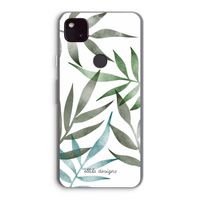 Tropical watercolor leaves: Google Pixel 4a 5G Transparant Hoesje