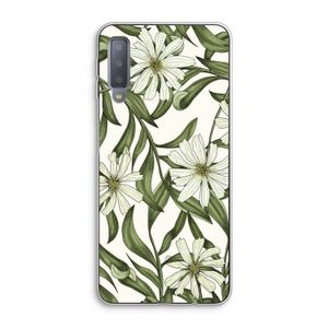 Wit bloemenpatroon: Samsung Galaxy A7 (2018) Transparant Hoesje