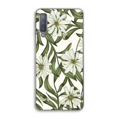 Wit bloemenpatroon: Samsung Galaxy A7 (2018) Transparant Hoesje
