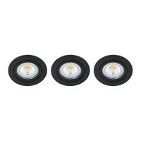 Set 3x Bella Ondiepe LED spot kantelbaar 5Watt rond ZWART dimbaar - interne driver