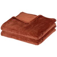 Fleece dekens/fleeceplaids - 2x - terracotta - 125 x 150 cm - polyester - bankdeken