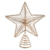Countryfield kerst ster piek - koper - met licht - kunststof - 25 cm   -