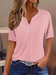 Casual Buckle Loose Lace T-Shirt