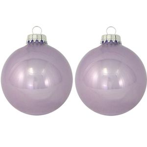 24x Orchidee paarse glazen kerstballen glans 7 cm kerstboomversiering