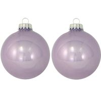 24x Orchidee paarse glazen kerstballen glans 7 cm kerstboomversiering - thumbnail