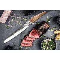 Vleesmes - GESMEED - KATAI - VG10 staal - Handvat van wortelhout - L 20,5 cm