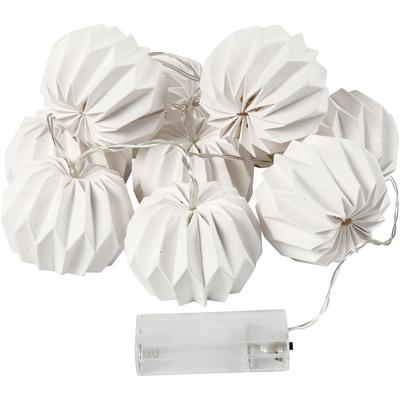 Creativ Company Led lichtslinger met lampenkapjes, rond, h: 55 mm, l: 100 cm, d 75 mm, wit, 1 stuk
