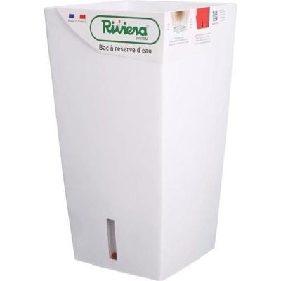 RIVIERA Eva Nieuwe vierkante plastic bloempot - 28 x 28 x H 52 cm - 31 L - Wit