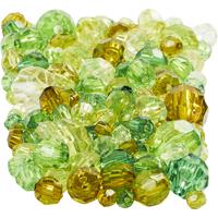 Creativ Company Facet kralen, afm 4-12 mm, gatgrootte 1-2,5 mm, ca. 860 stuk, groen glitter, 250 gr/ 1 doos