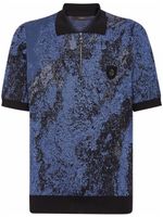 Billionaire patterned-jacquard zipped polo shirt - Noir