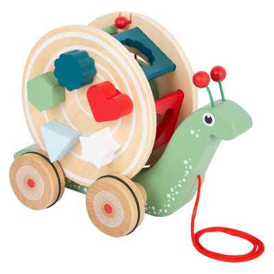 Small Foot houten trekfiguur vormenstoof slak, 6dlg.