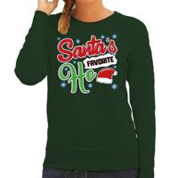 Foute Kersttrui - sweater - Santa his favorite Ho - groen - voor dames - kerstkleding