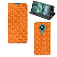 Nokia 3.4 Hoesje met Magneet Batik Oranje - thumbnail