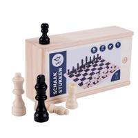 Schaakstukken - 16x wit en 16x zwart - hout - met opbergdoos - schaakspel