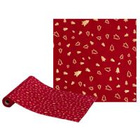 Decoratie stof/tafelloper - rood - 300 x 28 cm - polyester - tafelversiering - kerstdiner
