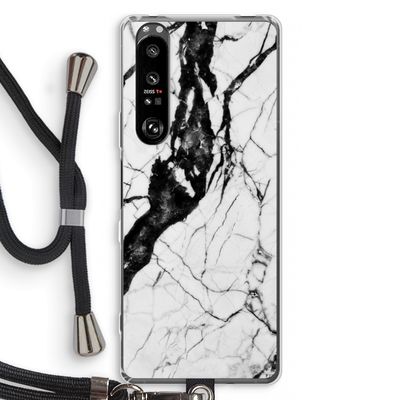 Witte marmer 2: Sony Xperia 1 III Transparant Hoesje met koord