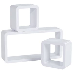 tectake® - Set van 3 wandplanken Lotta - hoogglans MDF - wit 403191