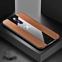 Voor OPPO A9 XINLI stiksels doek Textue schokbestendig TPU beschermhoes (bruin)