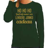 Foute kersttrui/sweater voor dames - Hohoho jonko cadeau - groen - glitter goud