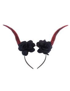 Demon Devil Diadeem Met Zwarte Bloemen