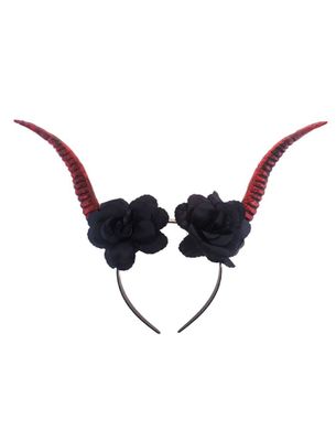 Demon Devil Diadeem Met Zwarte Bloemen
