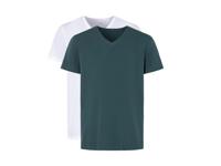 LIVERGY 2 heren-T-shirts (M (48/50), Groen/wit) - thumbnail