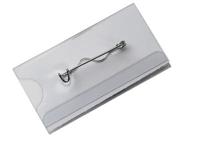 Badge transp met speld 74x40 mm 24 stuks - 20 stuks