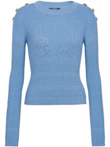 Balmain pull 6-Button en maille nervurée - Bleu