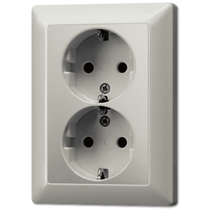 Jung LS990 Edelstaal 2-voudige stopcontact met randaarde